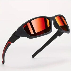 Fire Red Lens Sunglasses Fashion Style Cover Eyes‎ Outdoor Street Wearing Shades